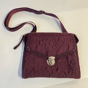 VERA BRADLEY quilted bag solid wine color adjustable strap floral interior purse
